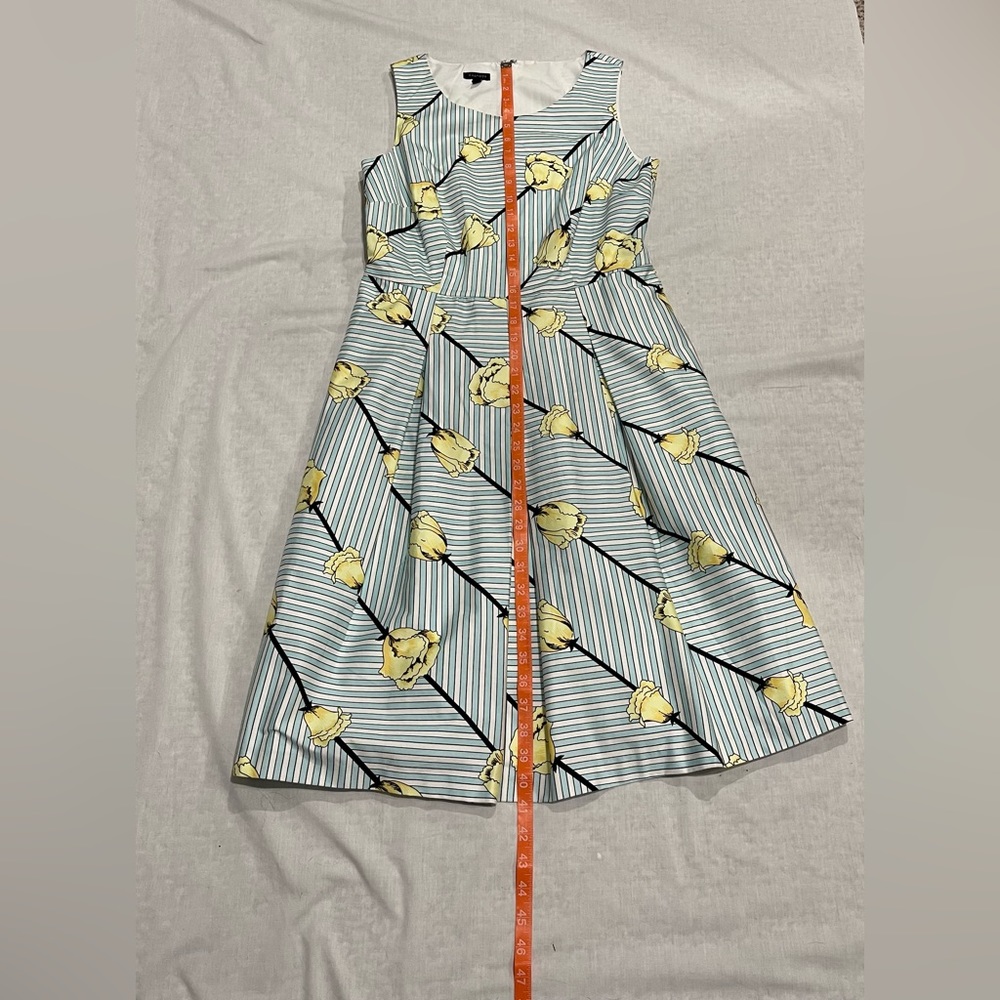 Talbots Floral Stripe Fit Flare Dress Sleeveless Lined with Pockets Size 6 - Picture 6 of 8